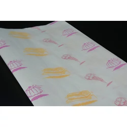 Cukrászati finom csomagolópapír 60x80 cm pink sárga sütemény mintával