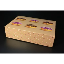 Süteményes papír doboz 31x22x8 cm fánk mintás