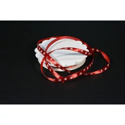 szatén szalag 6  mm hópelyhes bordó