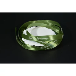 szatén szalag 12  mm Boldog Karácsonyt moha zöld