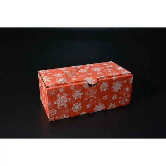 Karácsonyi süteményes doboz ablakos egybenfedeles 10x20x8 cm