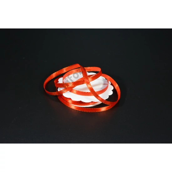 szatén szalag 6  mm  arany szegélyes piros szalag