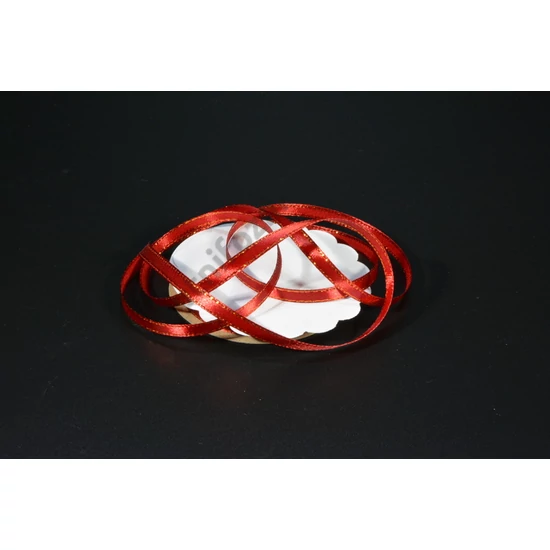 szatén szalag 6  mm  arany szegélyes bordó szalag