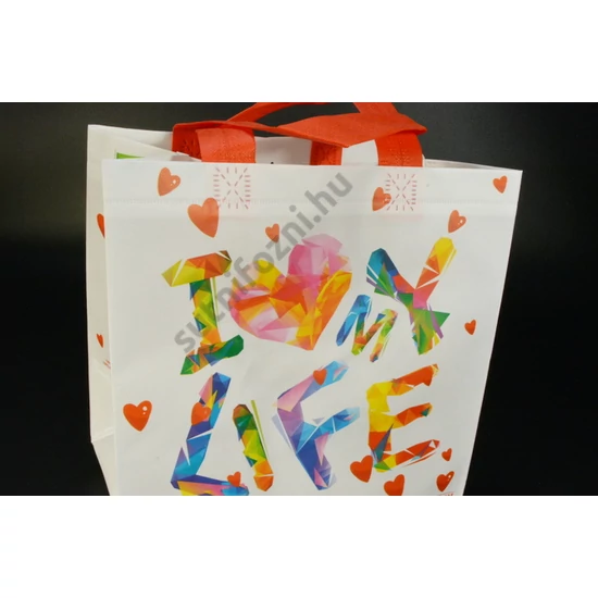 Ökotásaka színes Betükel  bevásárlótáska  30x30x18 cm