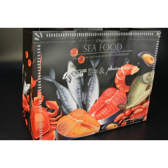 Ökotáska bevásárló táska tenger gyümlcsei 38x30x18 cm