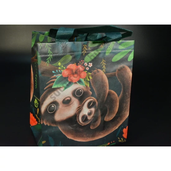 Ökotáska Lajhár mintás bevásárló táska 23x28x16 cm